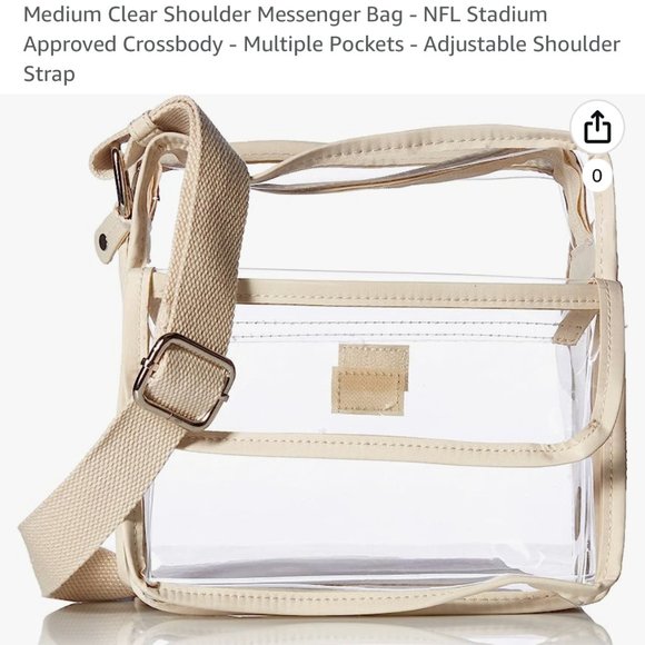 Medium Clear Shoulder Messenger Bag - NFL Stadium Approved- Crossbody  EUC - Picture 2 of 3